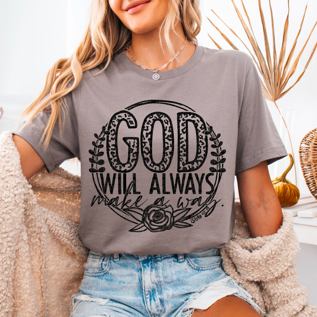 God Will Always Make A Way Isaiah 43:19 Black 104146 DTF transfer