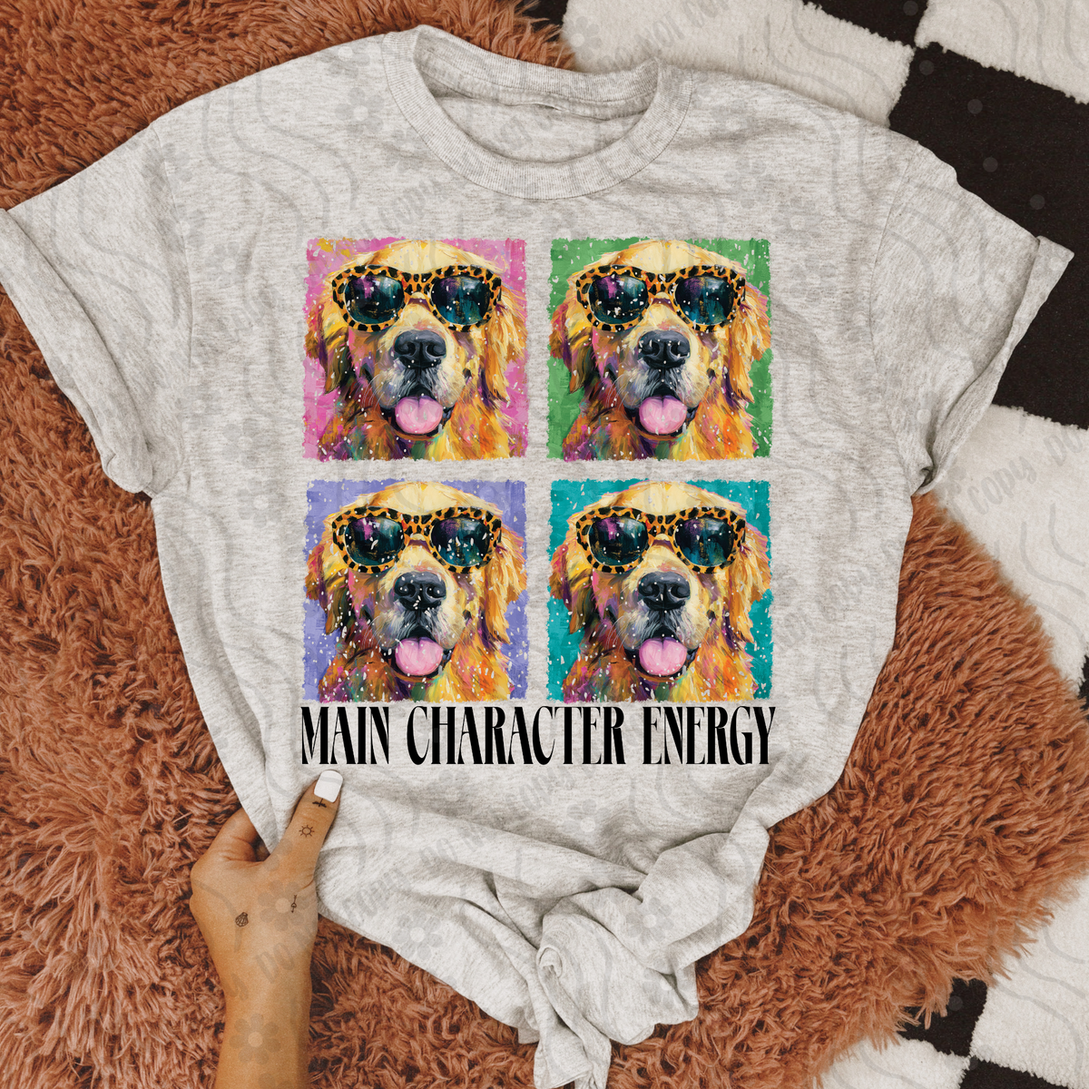 Golden Retriever Retro Vibe Main Character Energy 108312 DTF transfer