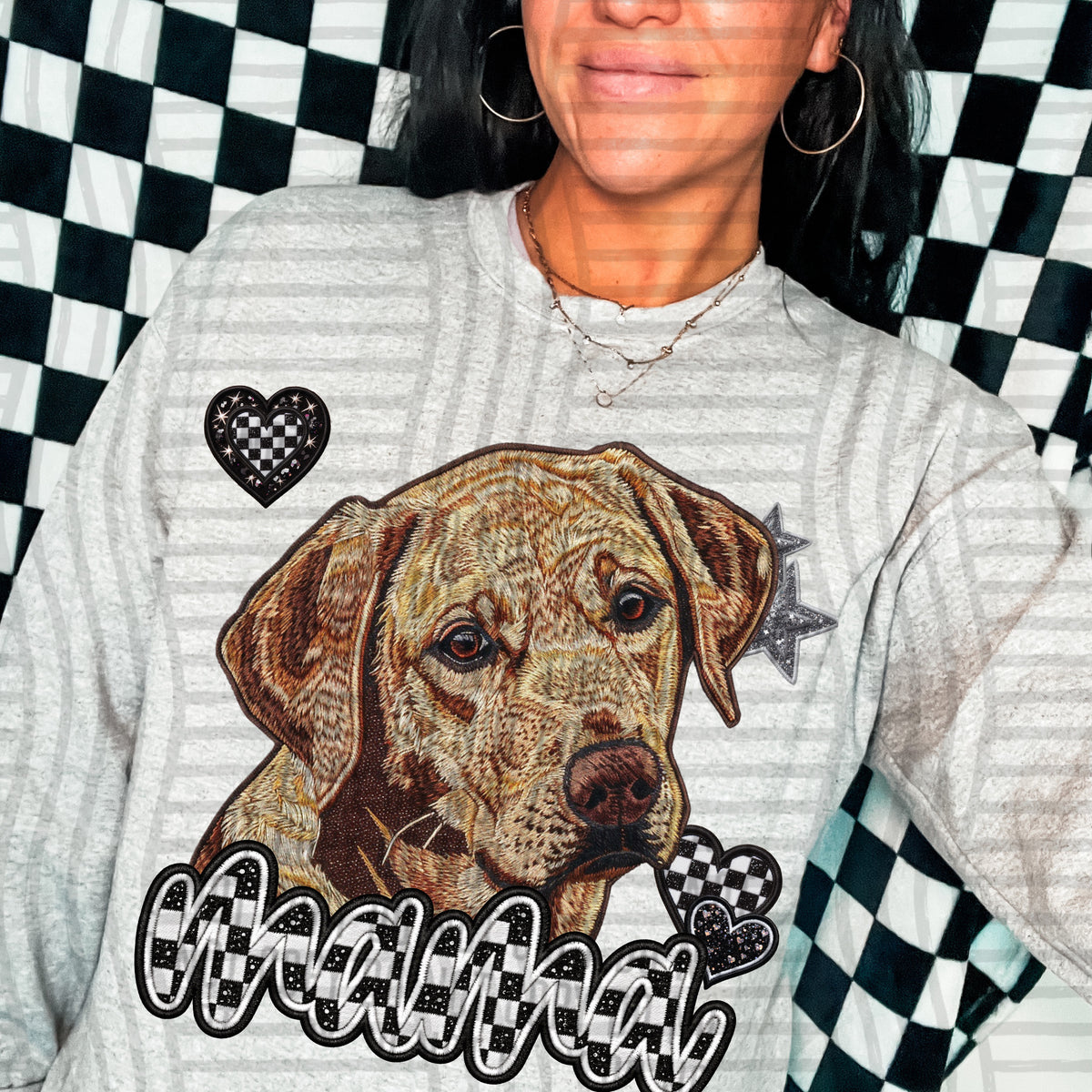 Golden lab mama checkered font (DKD) DTF Transfer