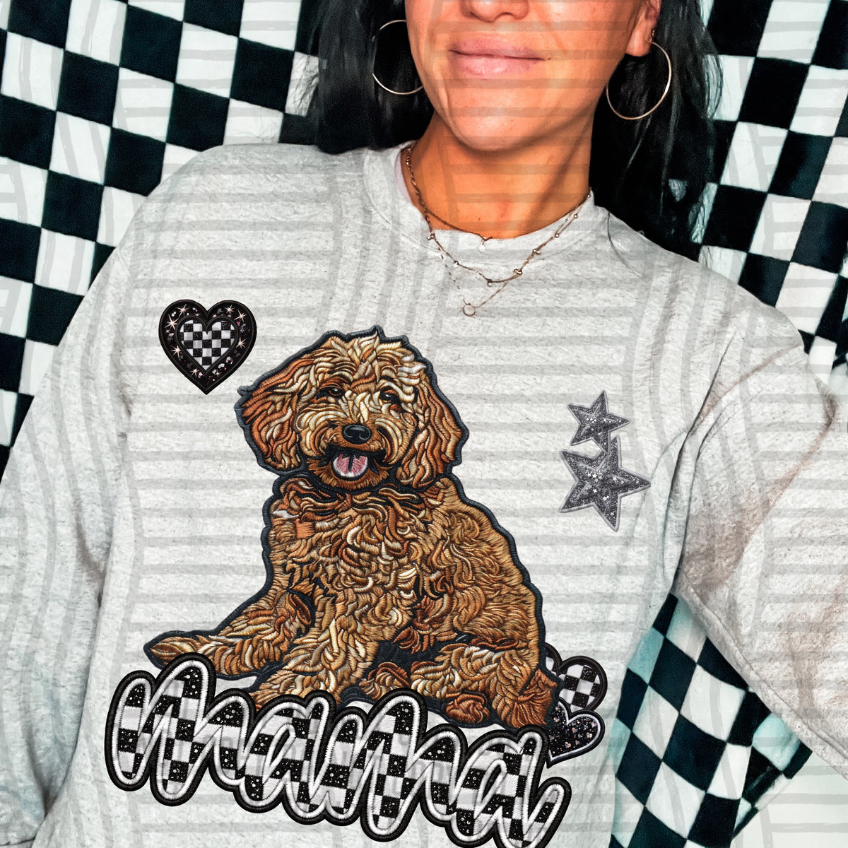 Golden doodle mama checkered font (DKD) DTF Transfer