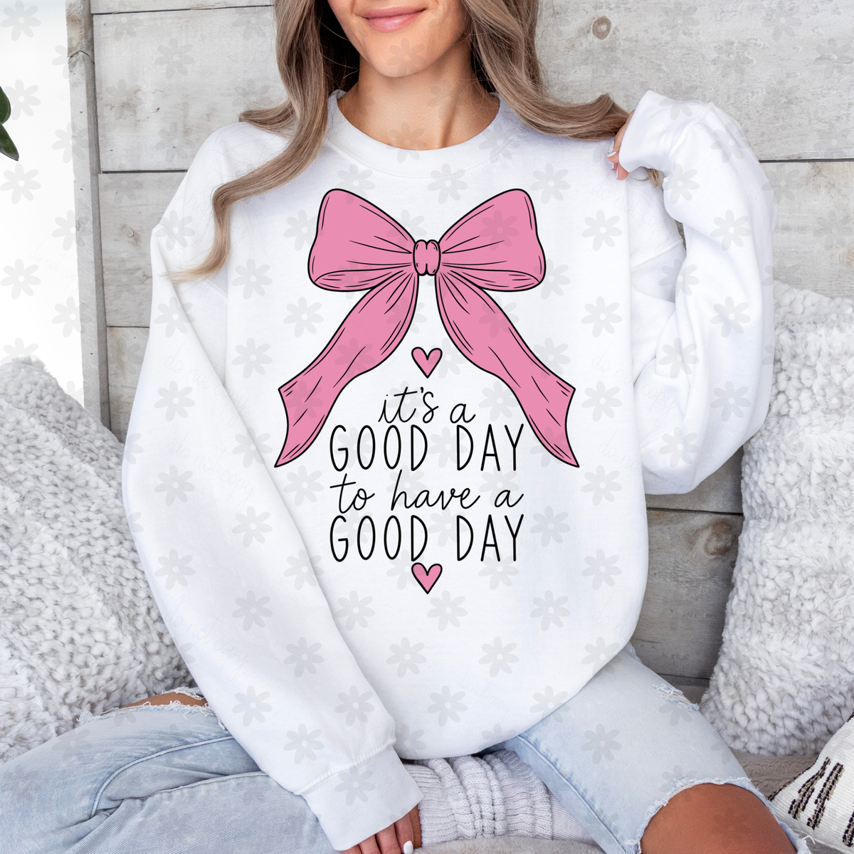 It's a good day PINK bow (Dyed) DTF Transfer