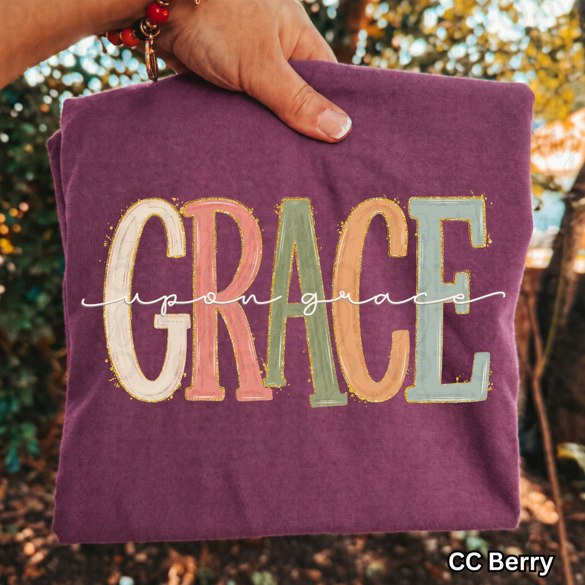 Grace upon grace faux glitter outline (UAC) DTF Transfer