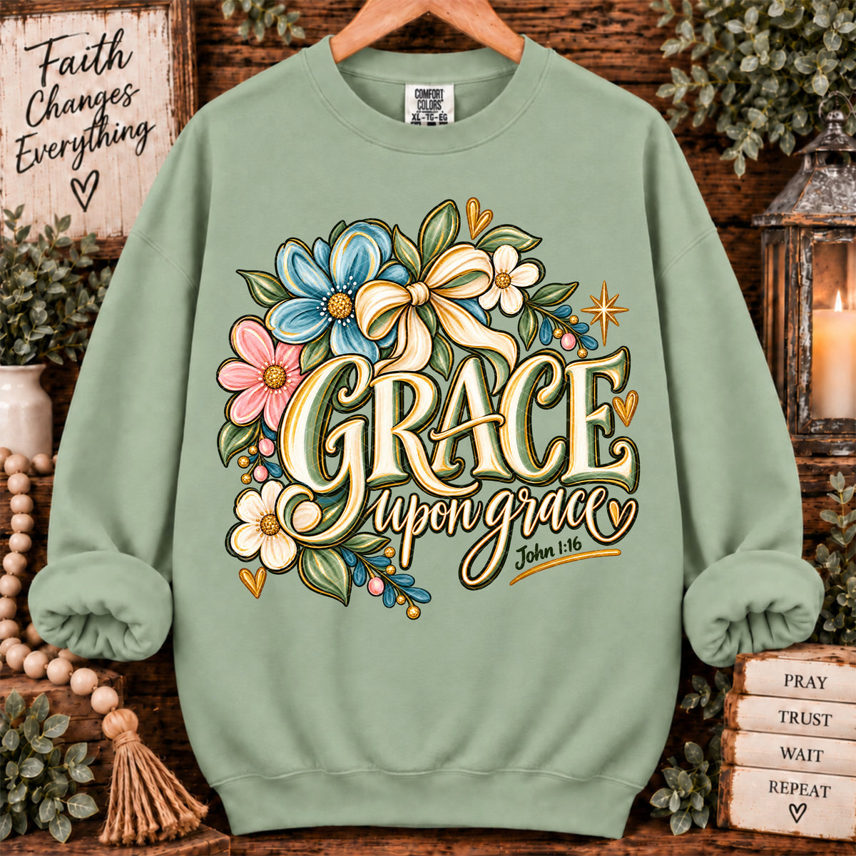 Grace upon grace blue and pink flowers (SDD) Tuesday Deal DTF