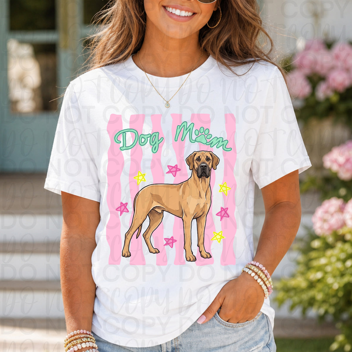 Dog mom PINK stripes great dane (UAC) DTF Transfer