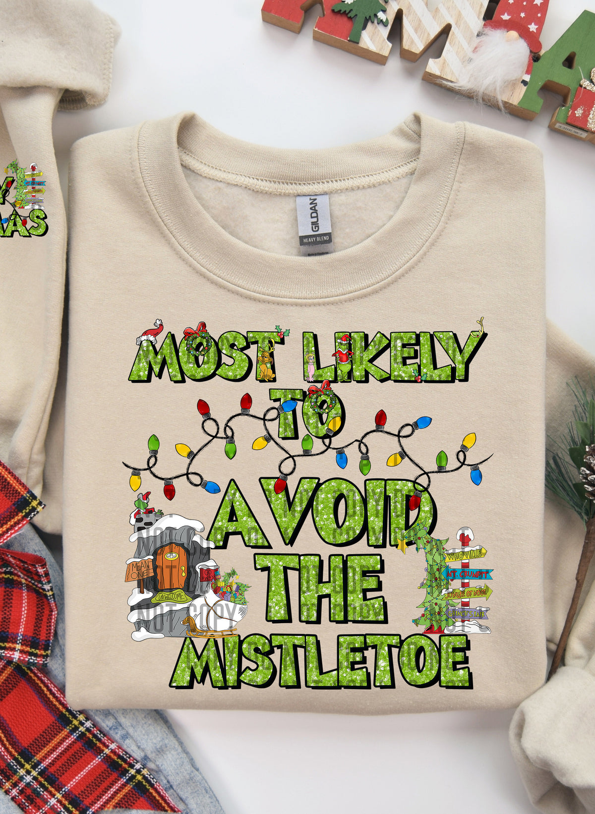 Most Likely To Avoid The Mistletoe (Front Print) 69079 DTF transfer