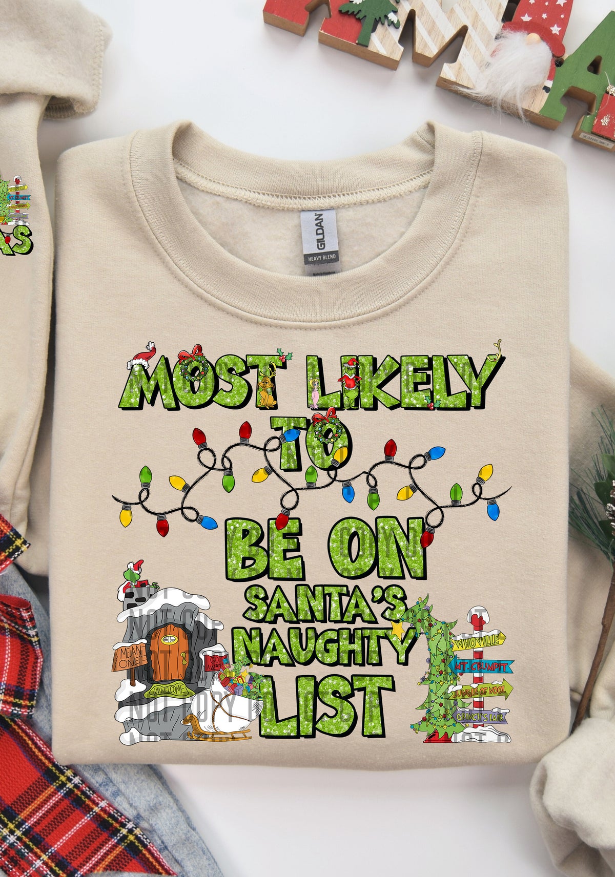 Most Likely To Be On Santa's Naughty List (Front Print) 69083 DTF transfer