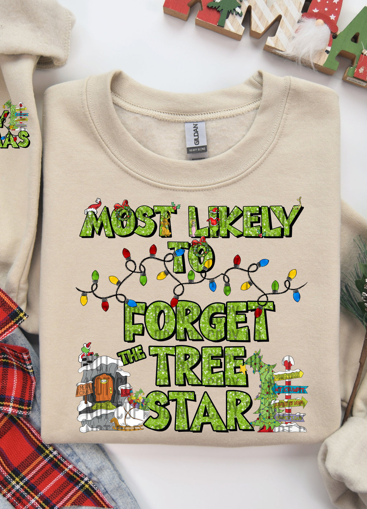 Most Likely To Forget The Tree Star (Front Print) 69097 DTF transfer