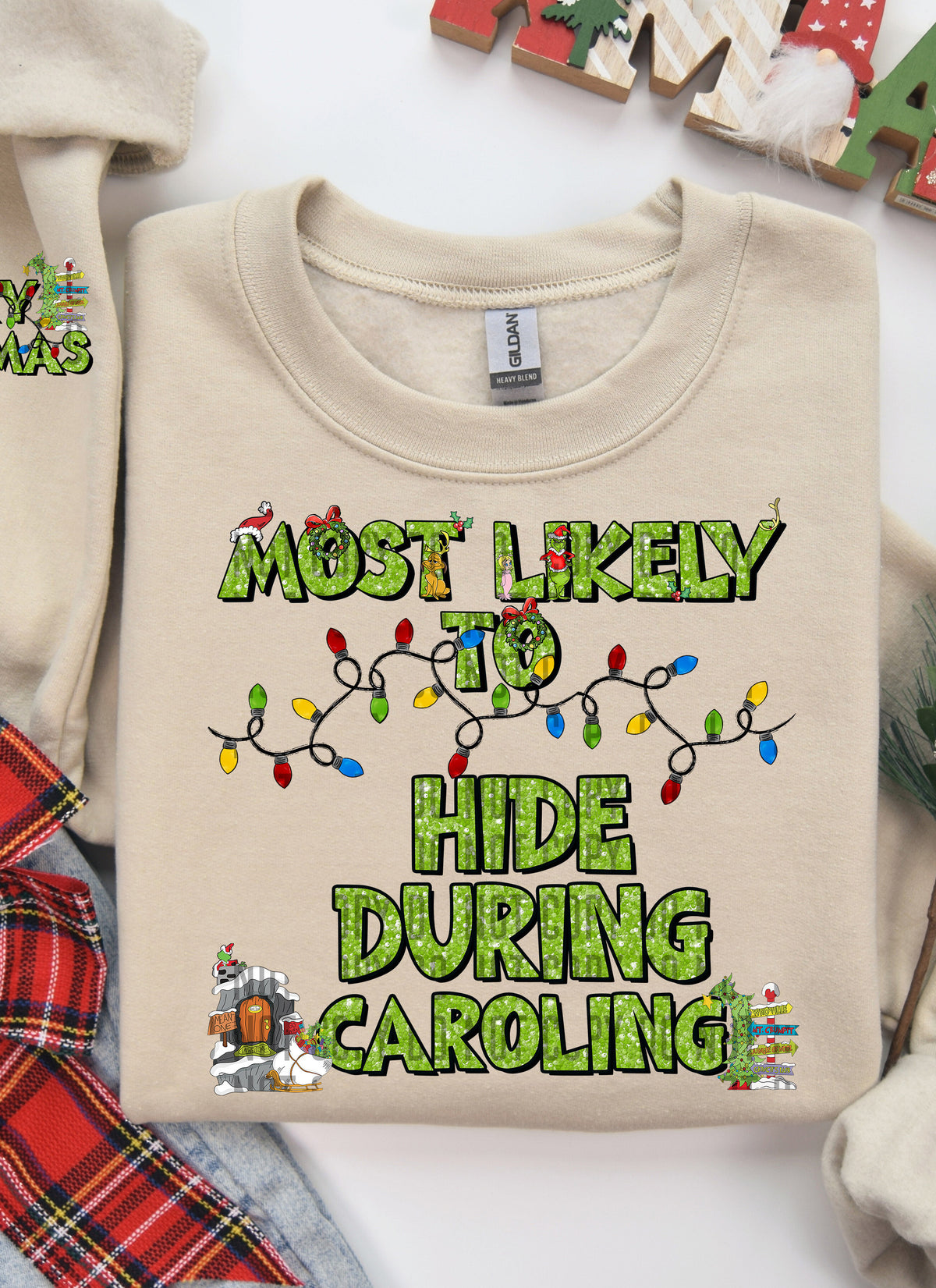 Most Likely To Hide During Caroling (Front Print) 69105 DTF transfer