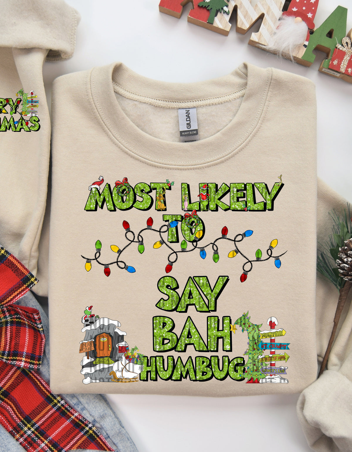 Most Likely To Say Bah Humbug (Front Print) 69111 DTF transfer