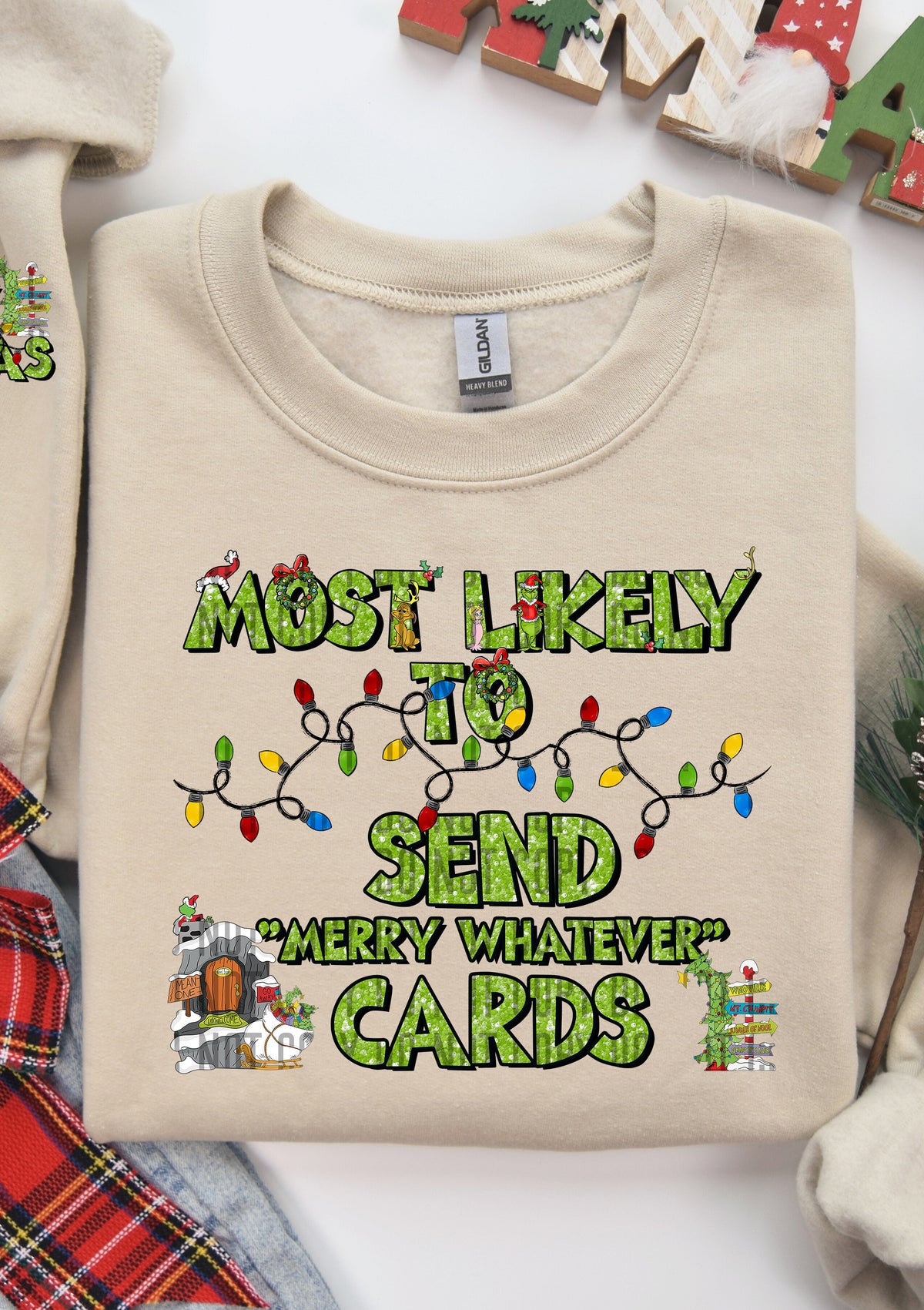 Most Likely To Send Merry Whatever Cards (Front Print) 69113 DTF transfer