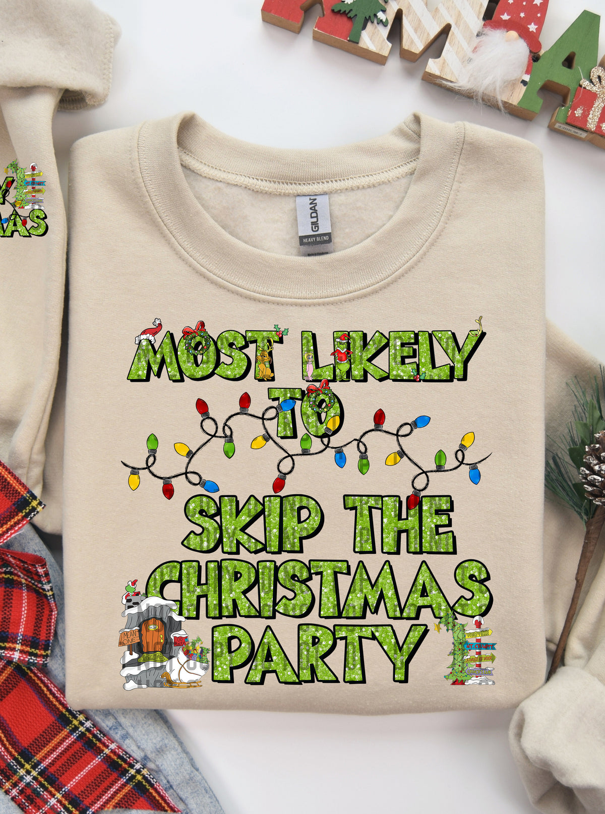 Most Likely To Skip The Christmas Party (Front Print) 69115 DTF transfer