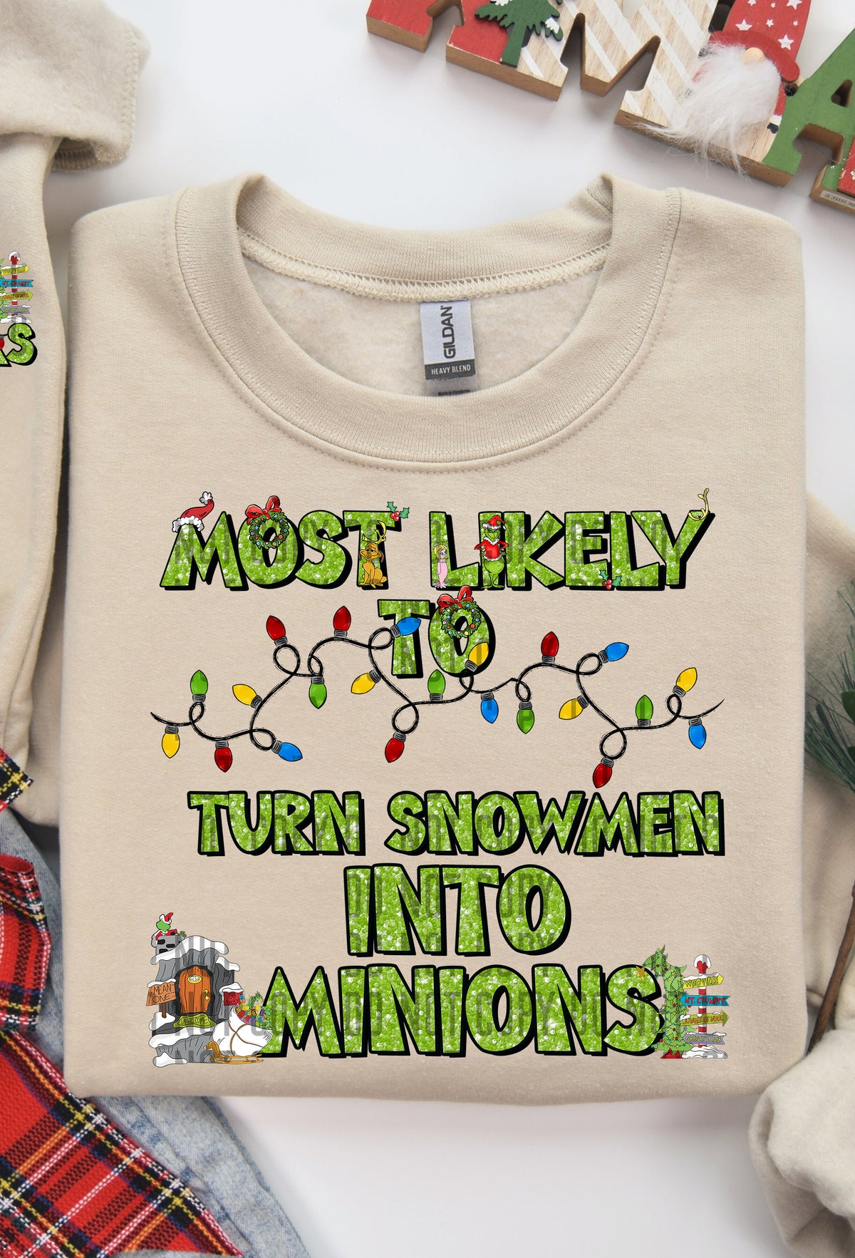Most Likely To Turn Snowmen Into Minions (Front Print) 69123 DTF transfer