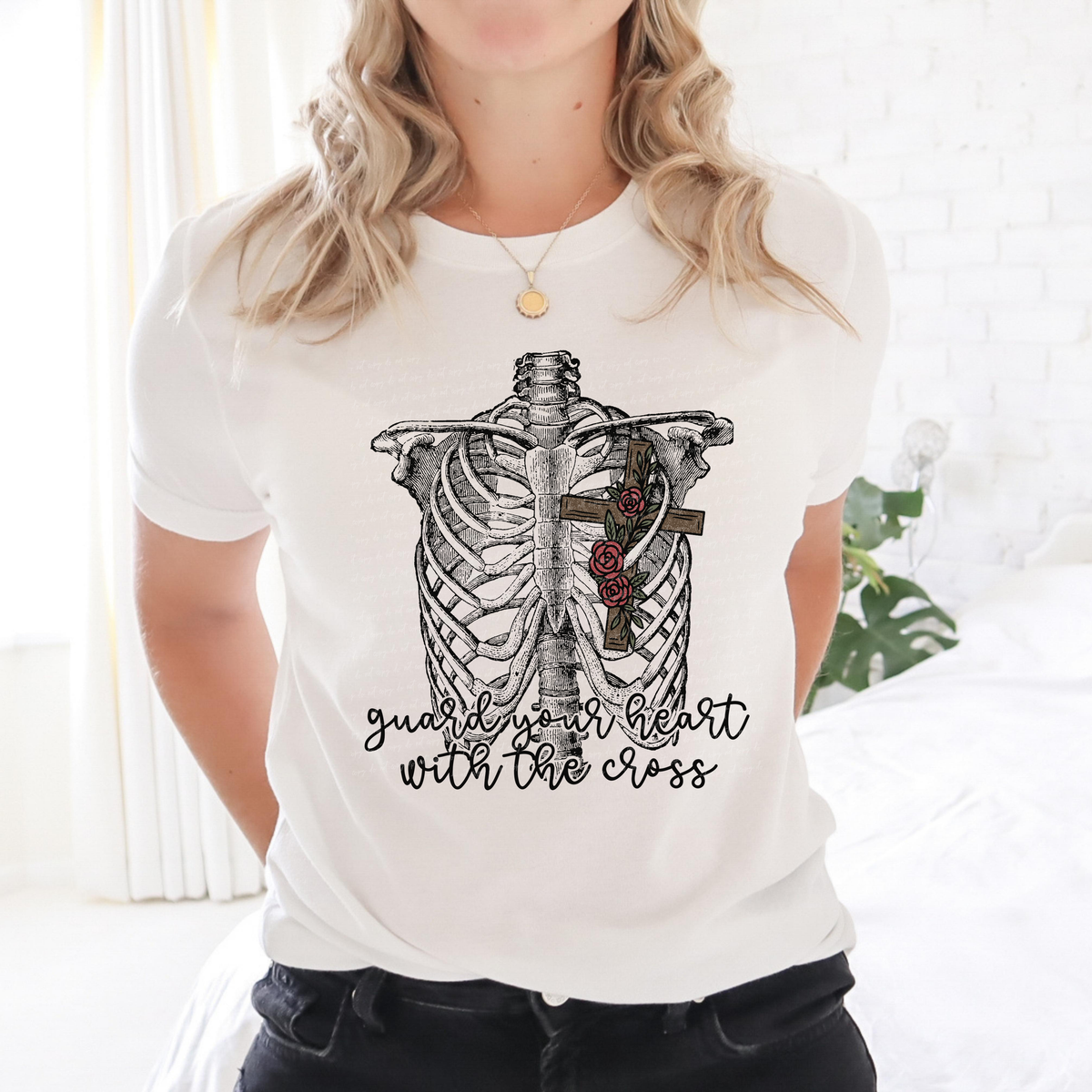 Guard Your Heart with The Cross Ribcage 116062 DTF Transfer