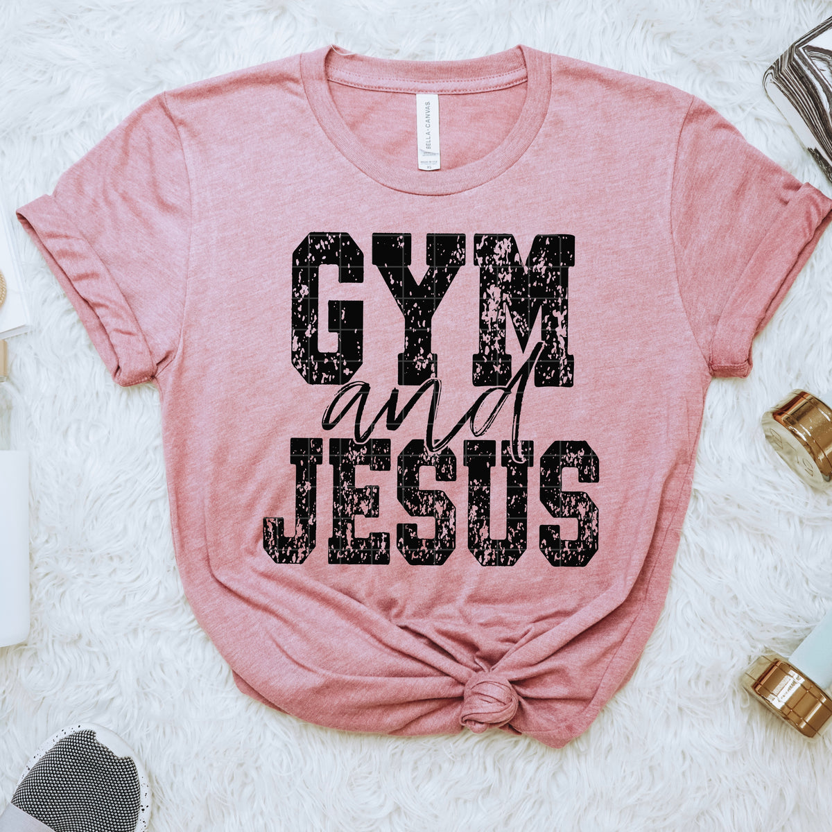 Gym and Jesus distressed BLACK (SDD) DTF Transfer