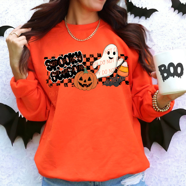 Spooky Season checkered background (City) DTF Transfer