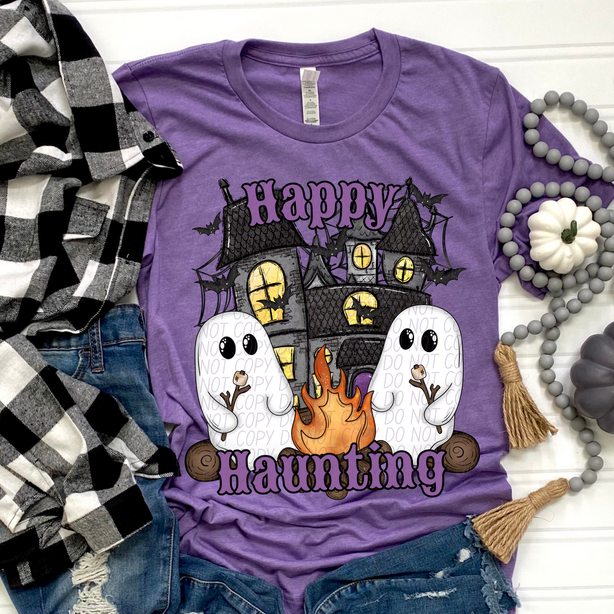 Happy haunting with house and ghost CITY DTF transfer