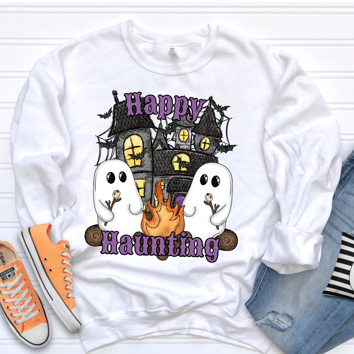 Happy haunting with house and ghost CITY DTF transfer