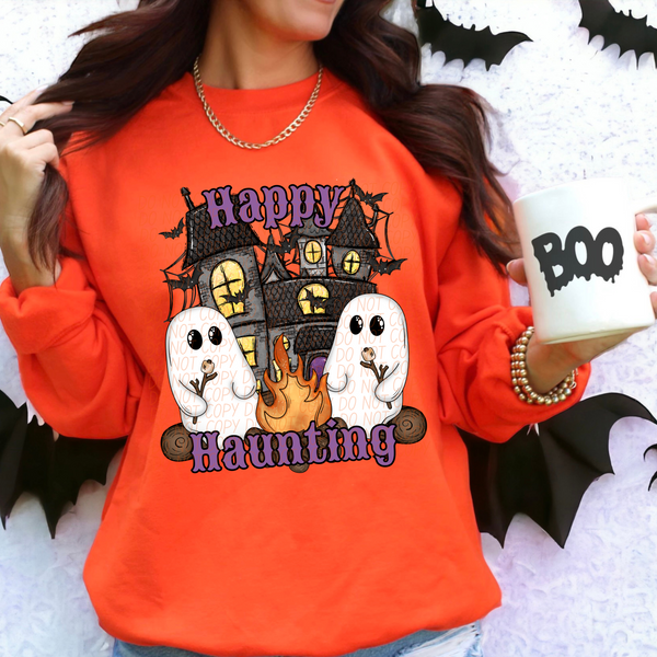 Happy haunting with house and ghost CITY DTF transfer