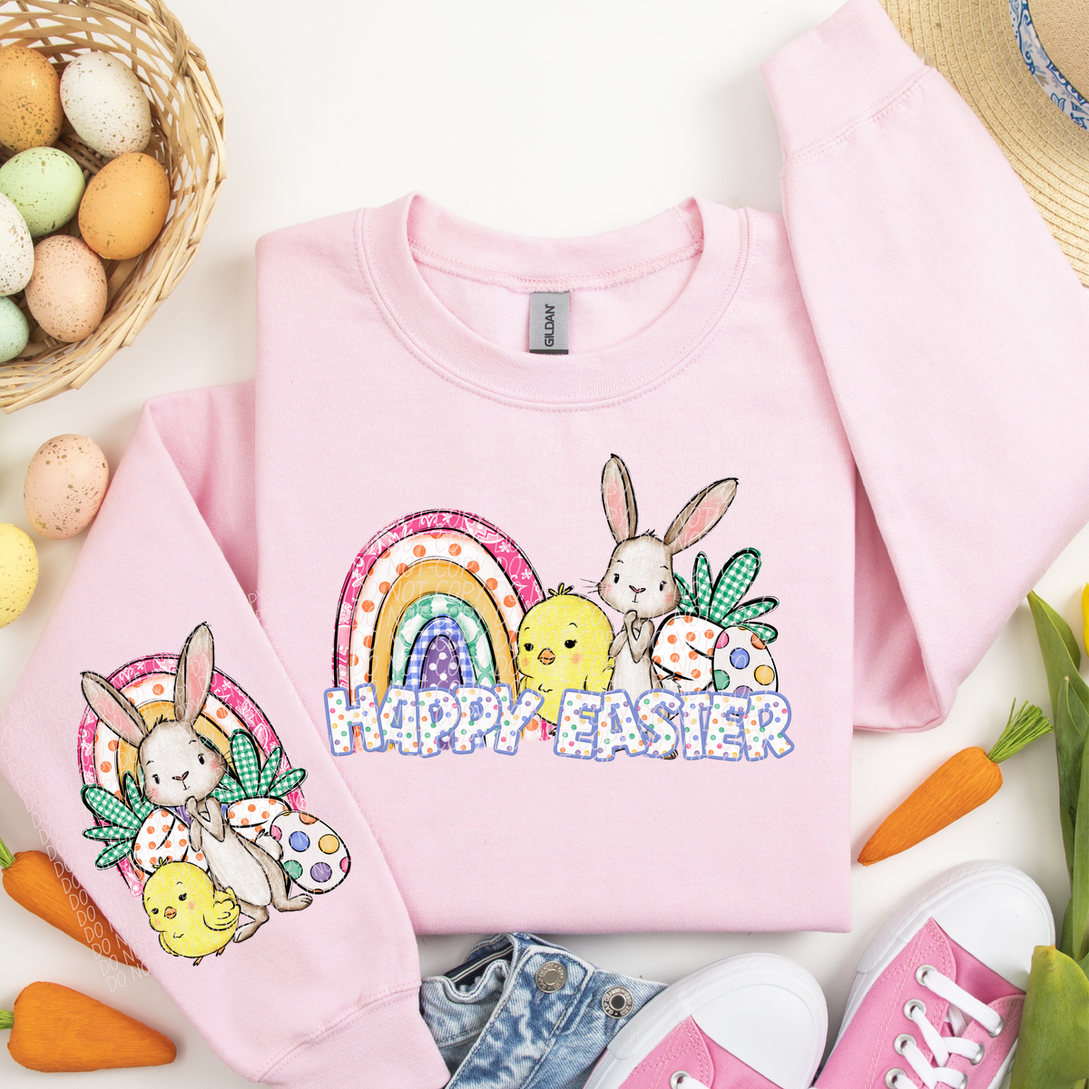Happy Easter rainbow chick bunny (CITY) DTF transfer
