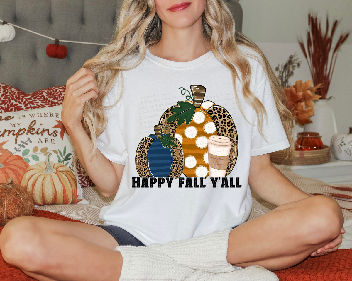 Happy Fall Y'all Leopard Pumpkins Coffee Cup 116436 DTF Transfer