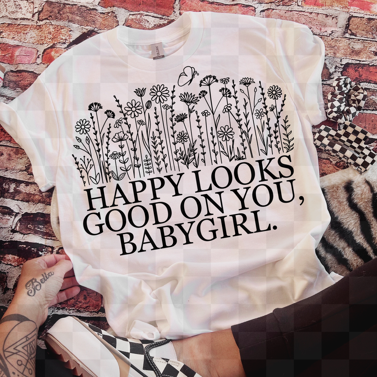 Happy looks good on you, Babygirl florals (Lyttle) DTF Transfer