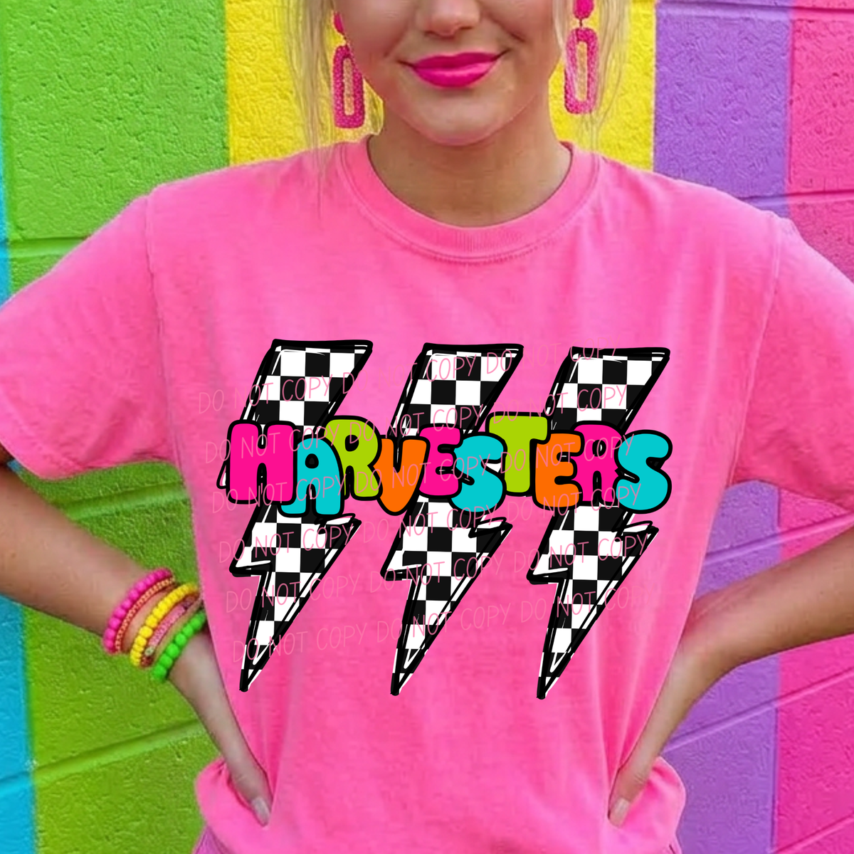 Harvesters multi color with lightning bolt background (city) DTF Transfer