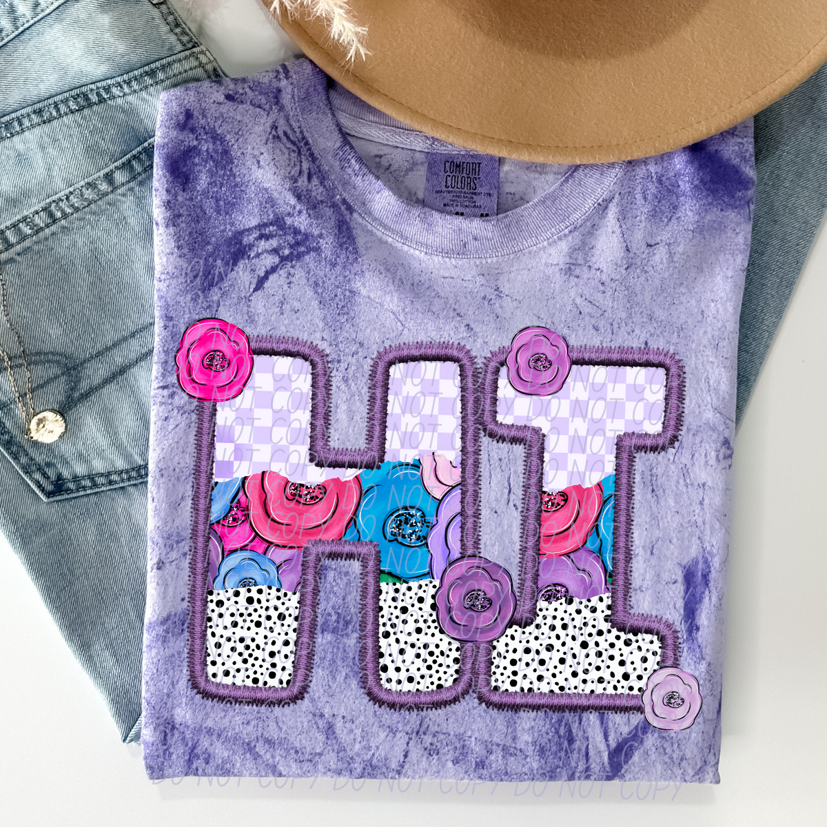 HI purple floral (CITY) DTF transfer