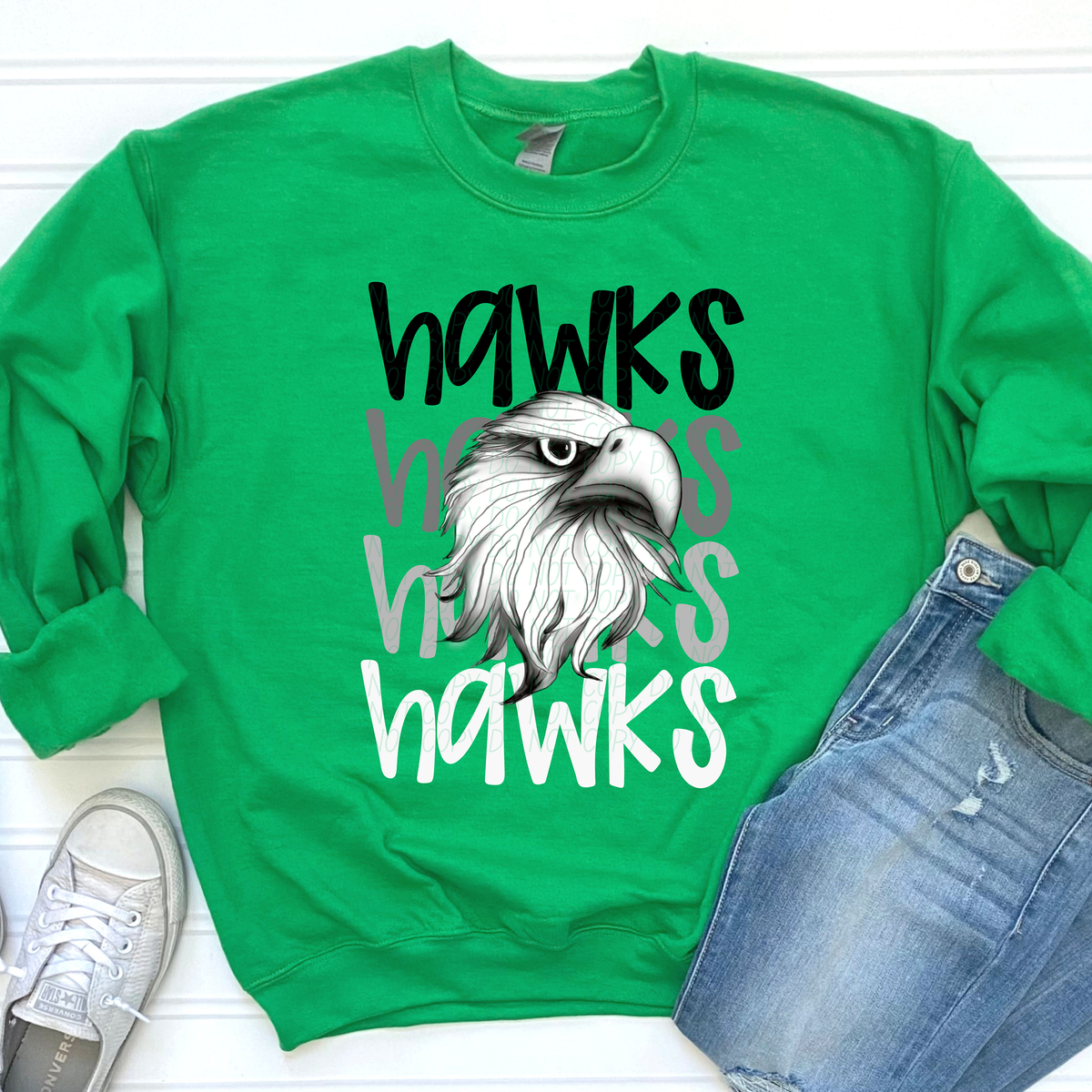 Hawks White Feather Word Stacked (CITY) 57446 DTF transfer