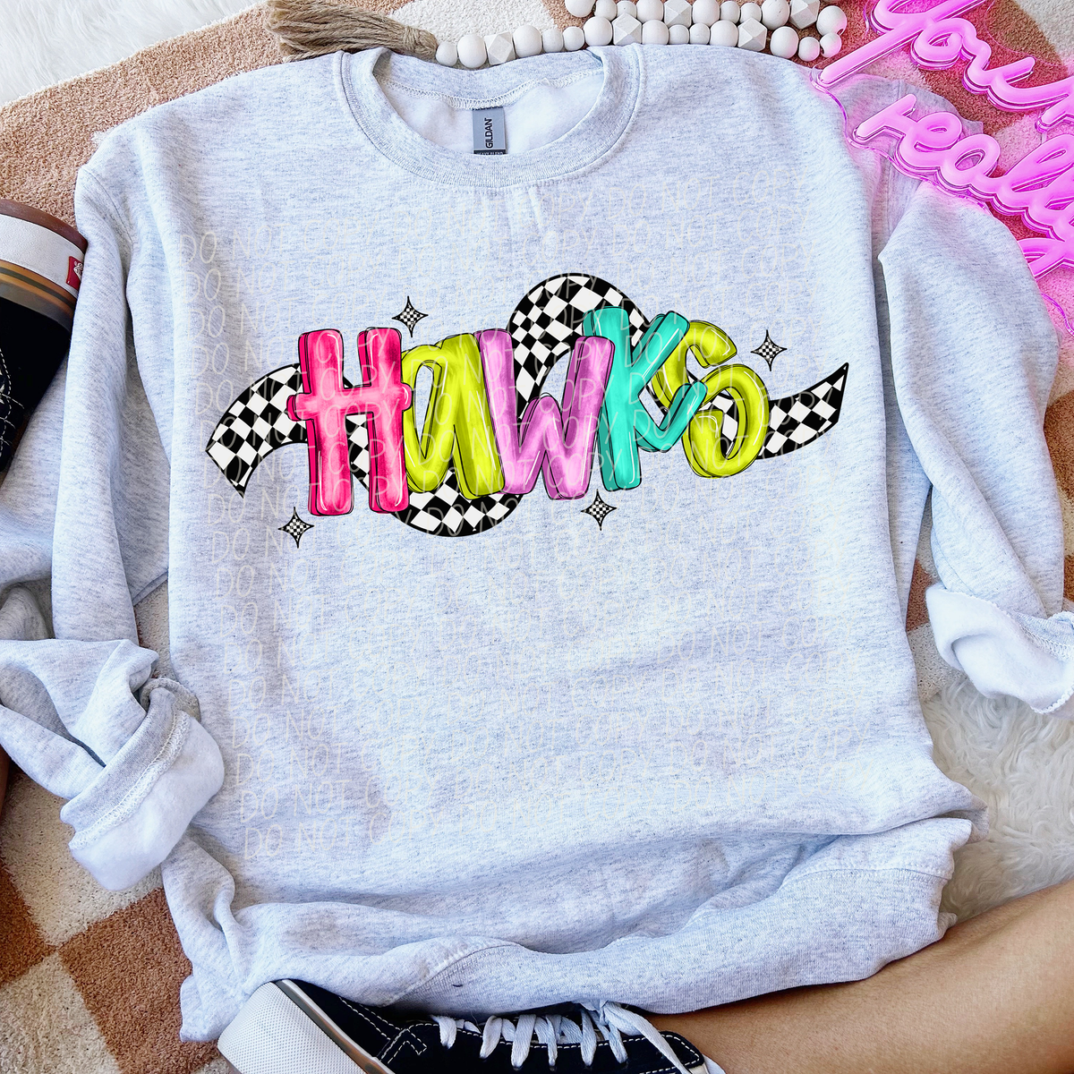Hawks Colorful Checker 74218 DTF Transfer