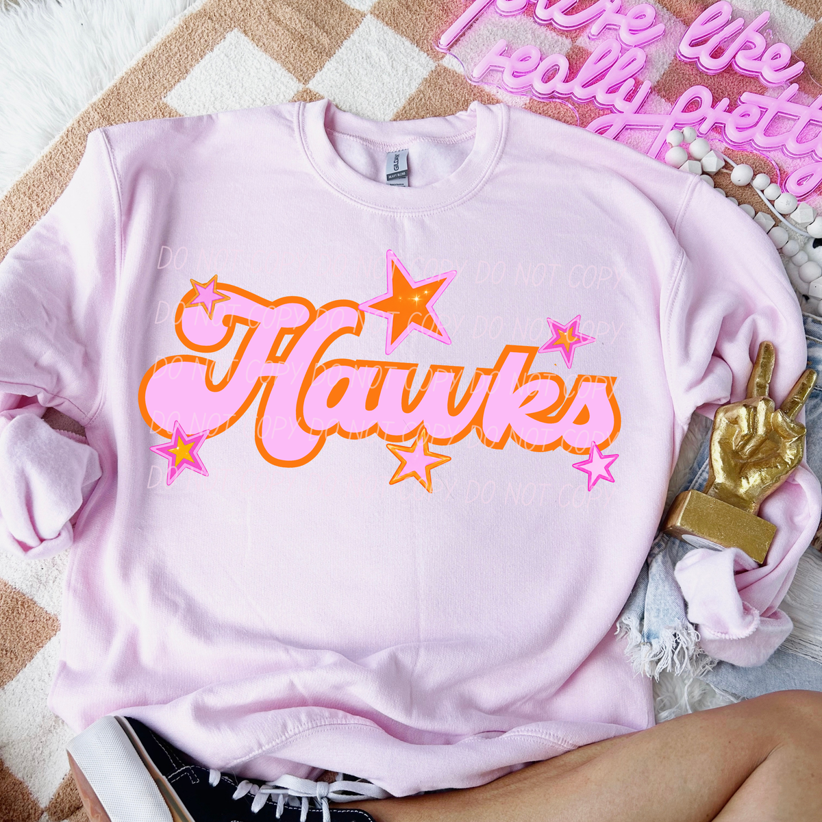 hawks pink orange stars (city) DTF transfer