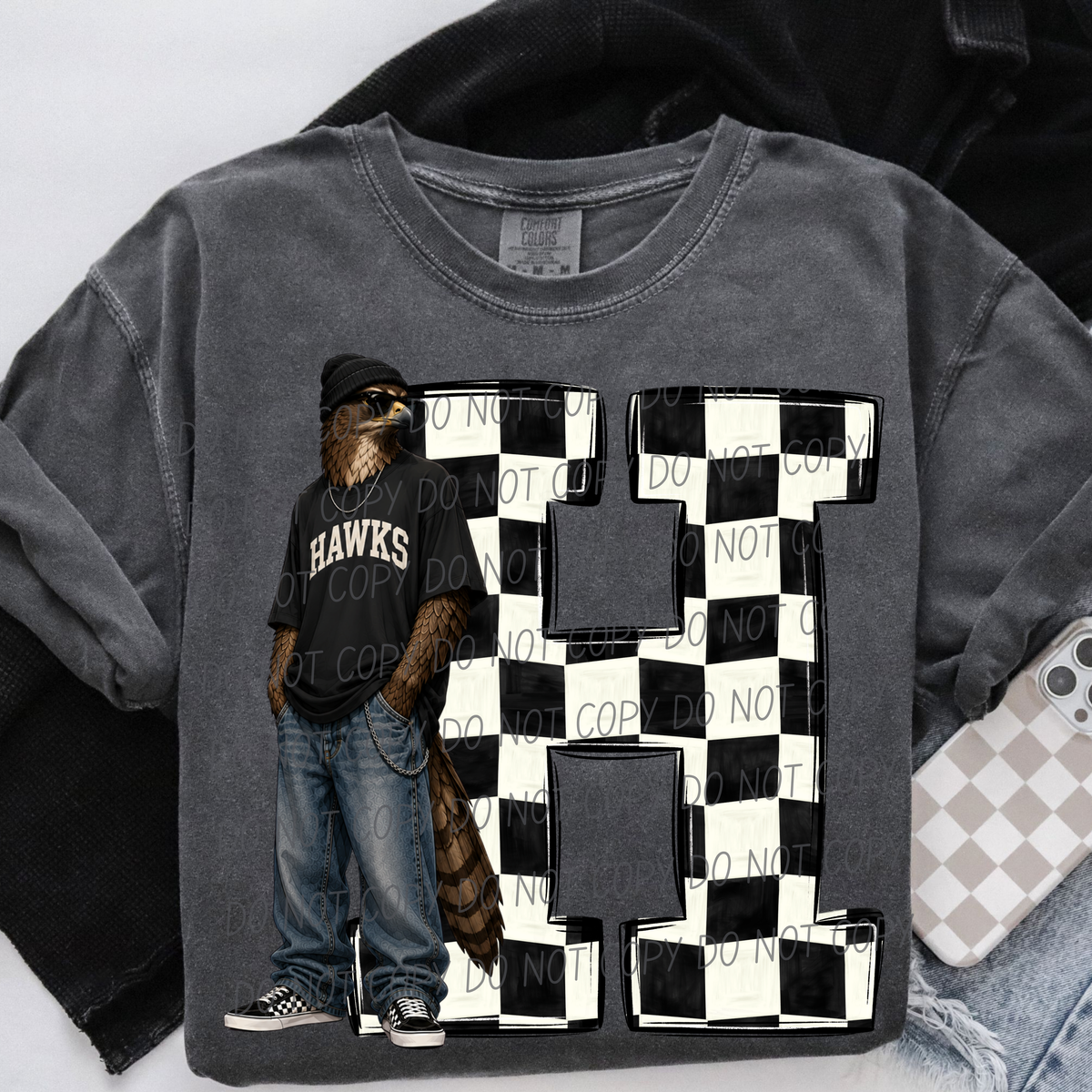 Hawks sideline sweatshirt mascots (City) DTF Transfer