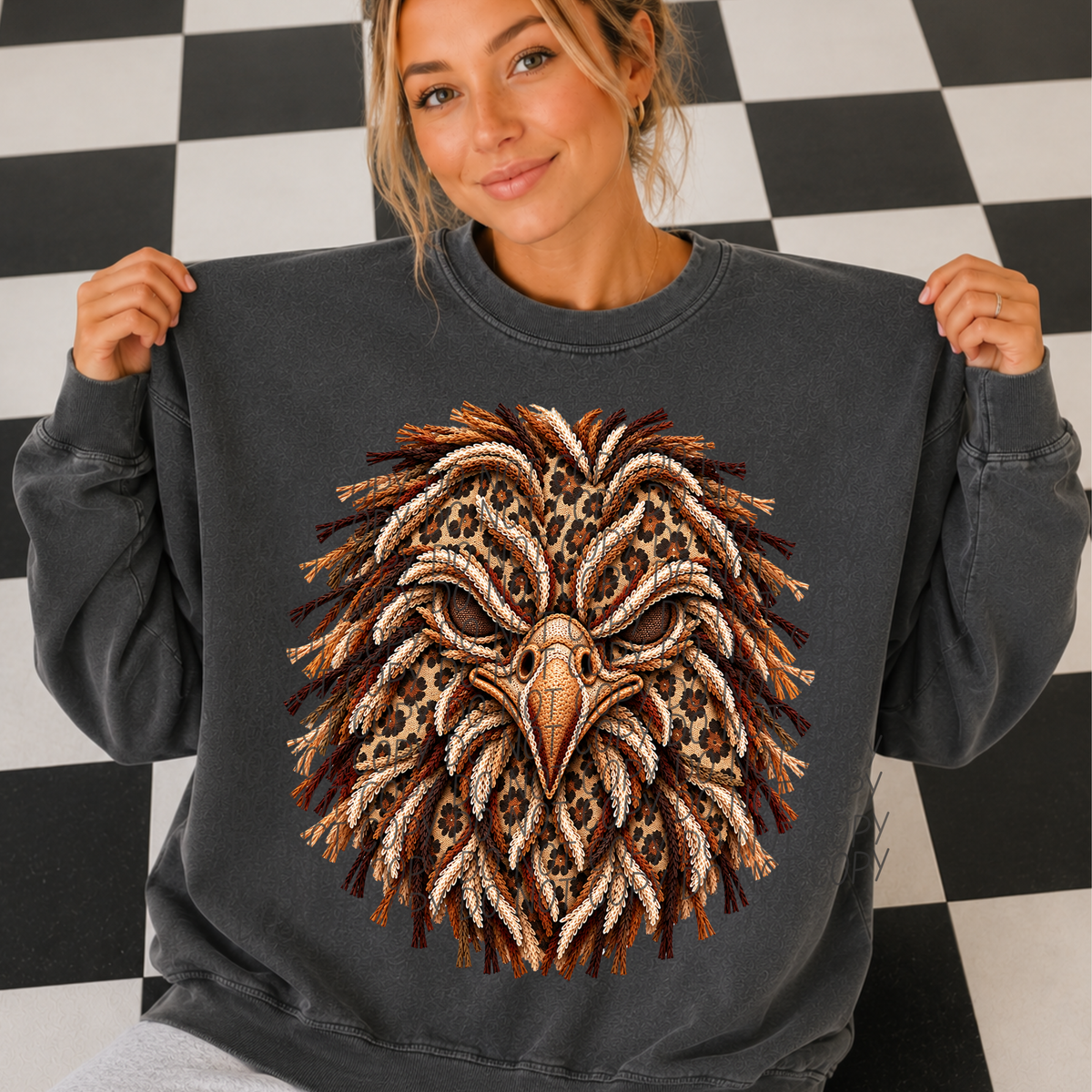 hawks leopard fringe mascot (city) DTF Transfer
