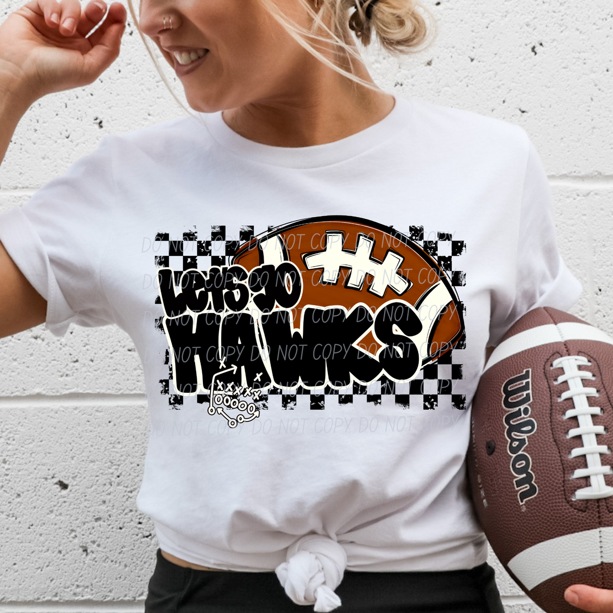 Let's go Hawks (checkered background) (City) DTF Transfer