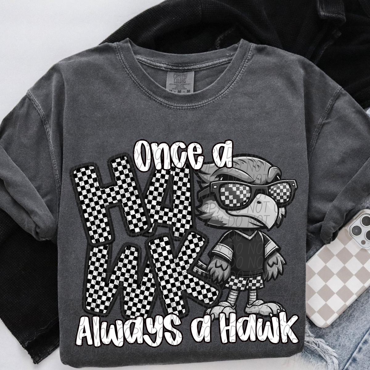 Once a Hawk always a Hawk Checkered (CITY) DTF transfer