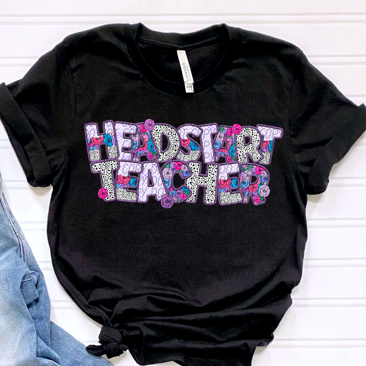 HeadStart Teacher Floral Purple Checkered (CITY) DTF transfer