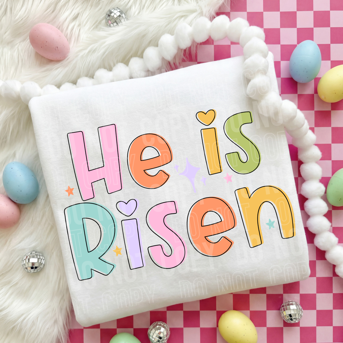 He is risen colorful words heart I (SBB) DTF Transfer