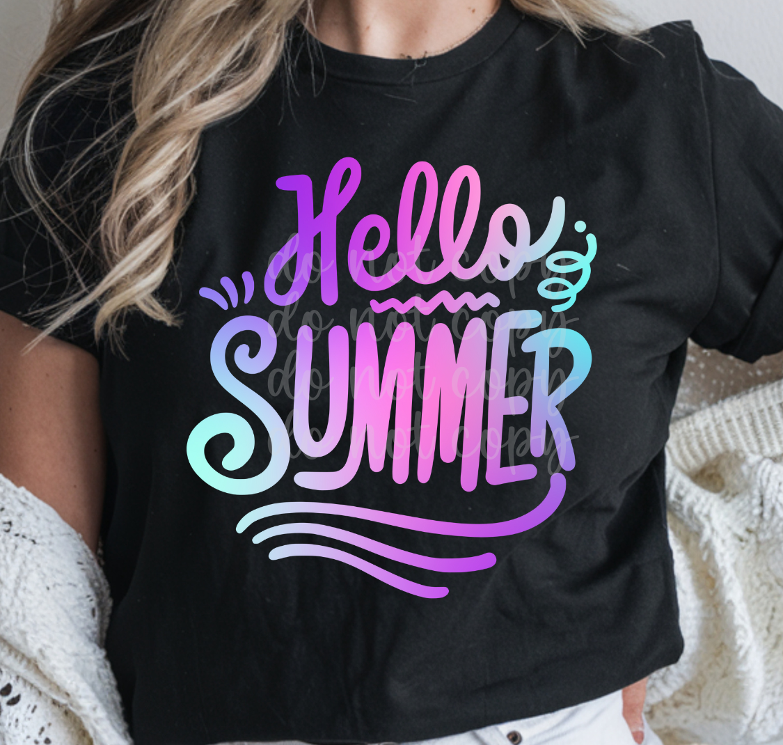 Hello summer purple ombre (Parker) 100571 DTF transfer
