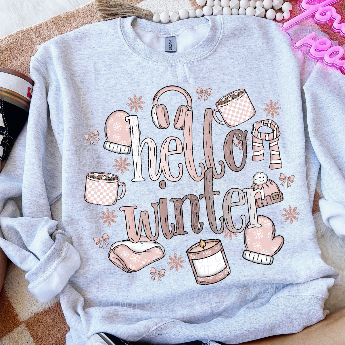 hello winter circle winter items (City) DTF Transfer