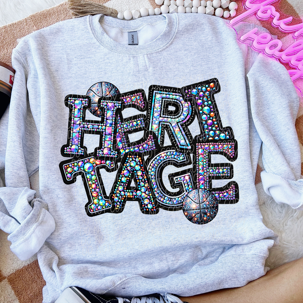 Heritage Basketball Rhinestone (CITY) 66624 DTF transfer