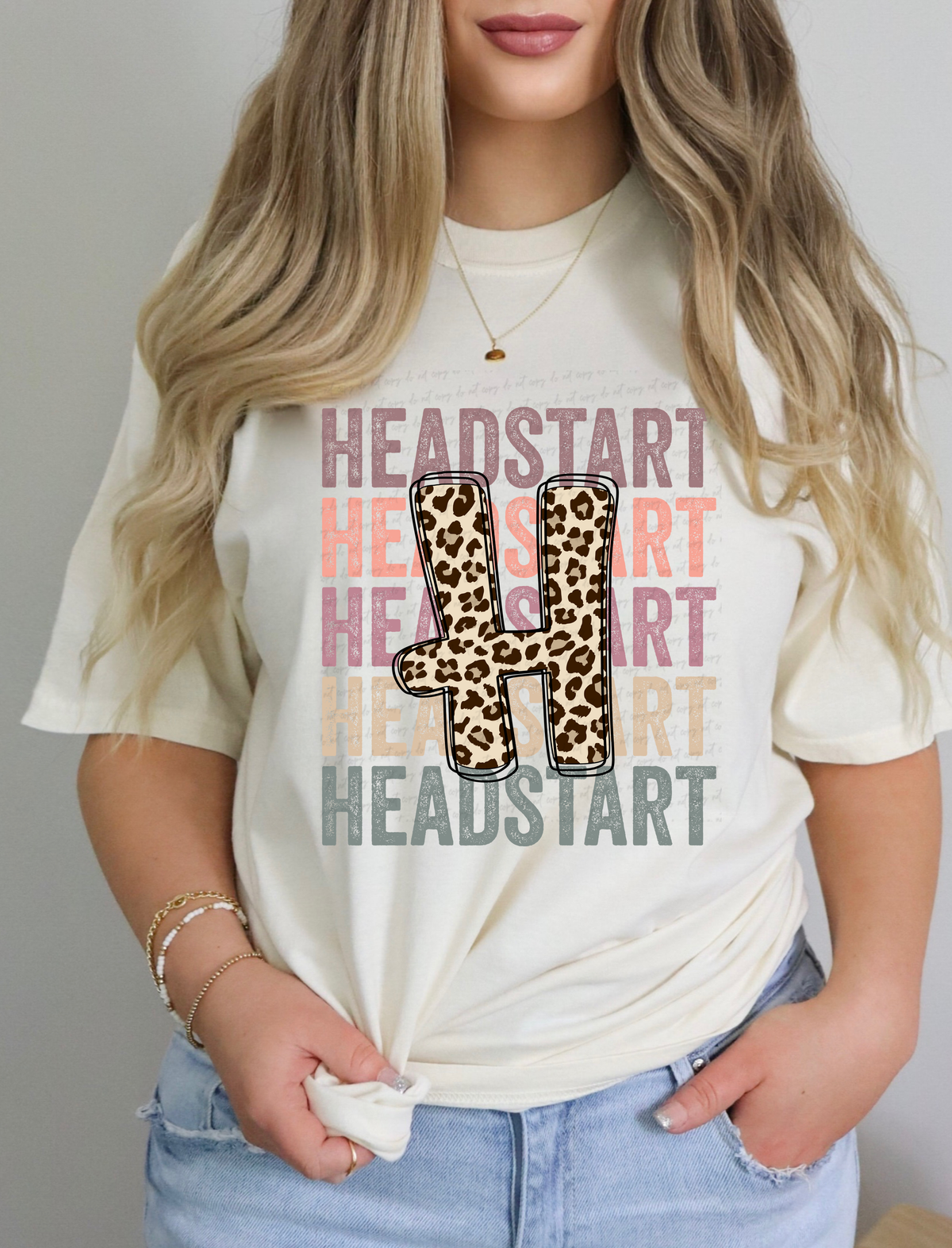 H Head Start Leopard Print Stacked 114880 DTF transfer