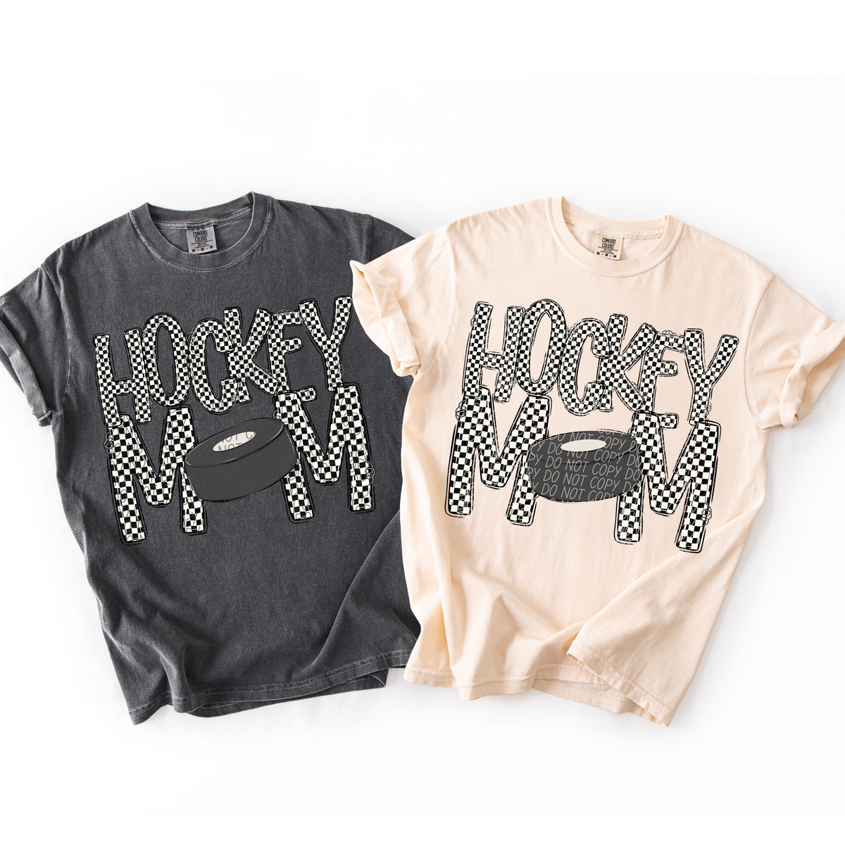 Hocky mom black and white checkered (City) DTF Transfer