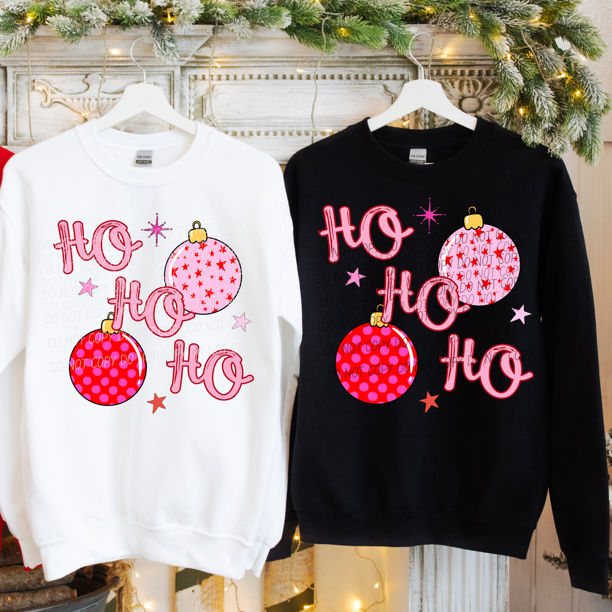 HOHOHO Ornaments-Pink/Red (CITY)DTF Transfer