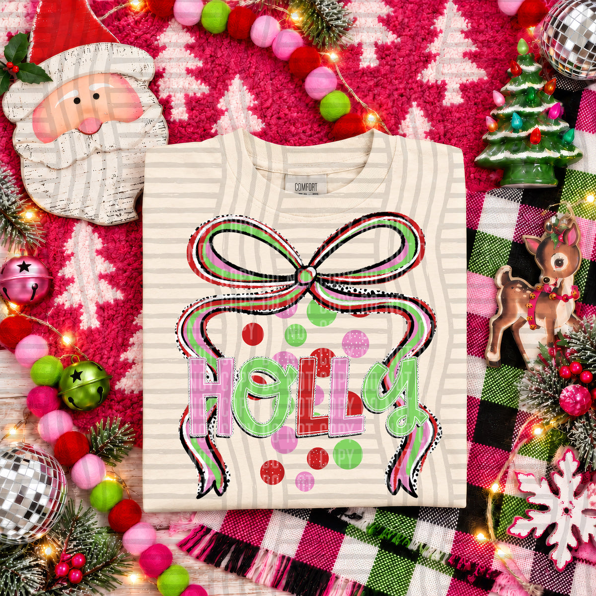 Holly-Christmas Bow (Caplinger) DTF Transfer