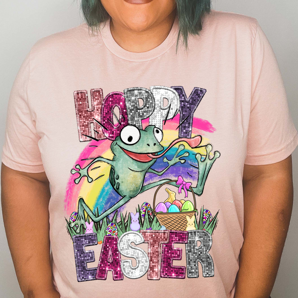 Hoppy easter frog with rainbow (CITY) 24355 DTF transfer