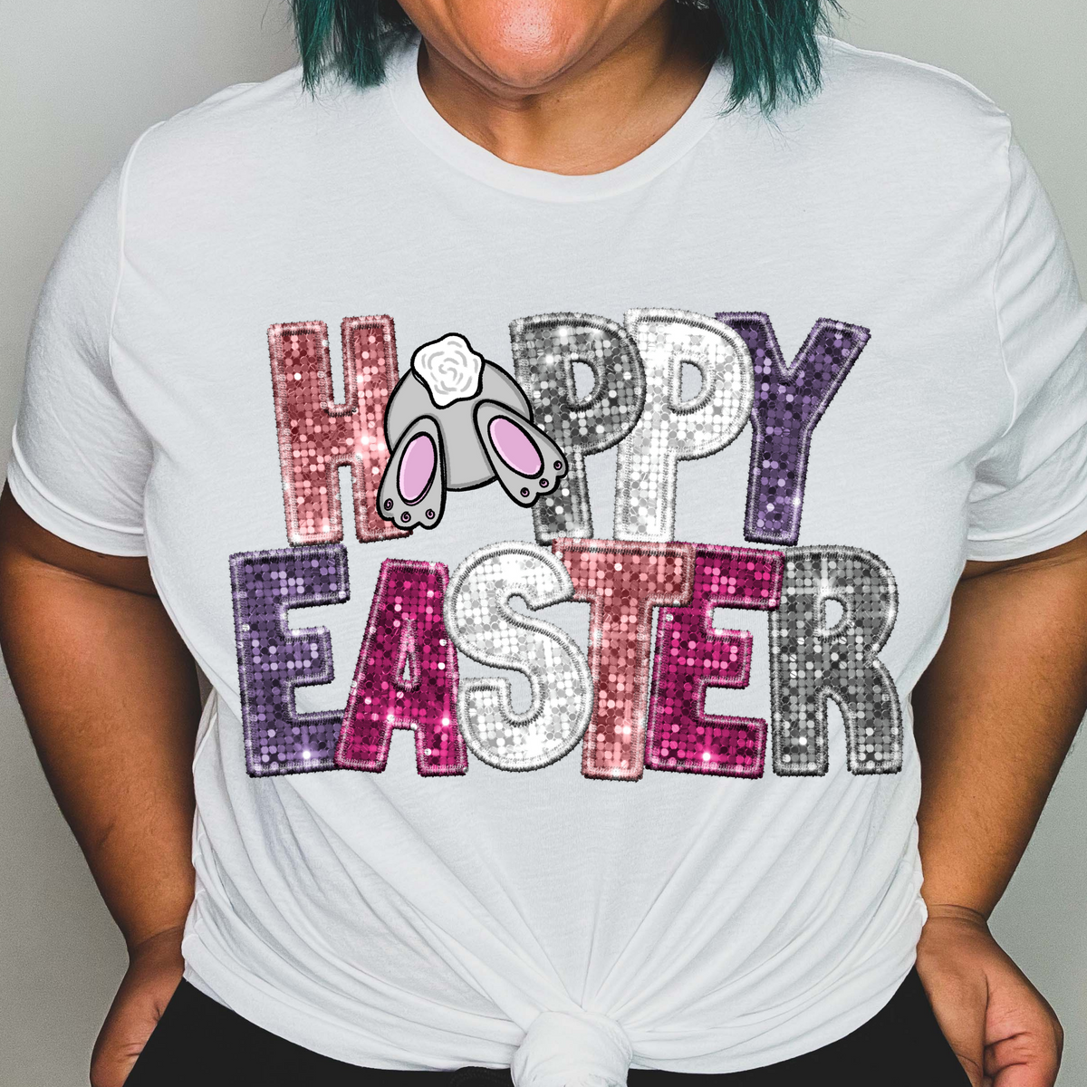 Hoppy easter bunny butt sequin (CITY) 24283 DTF transfer