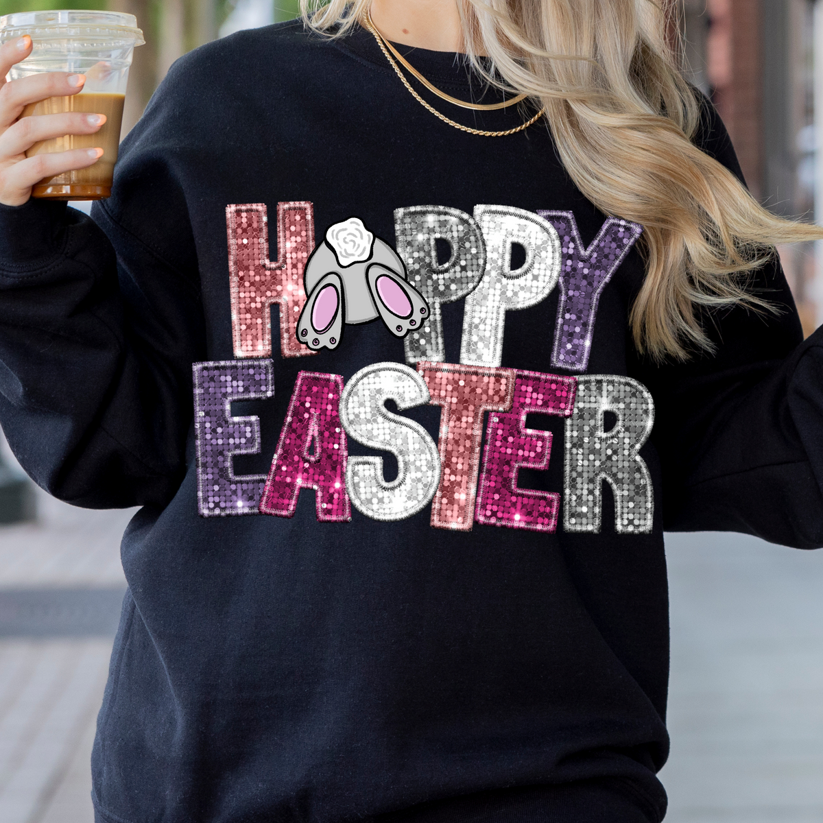 Hoppy easter bunny butt sequin (CITY) 24283 DTF transfer