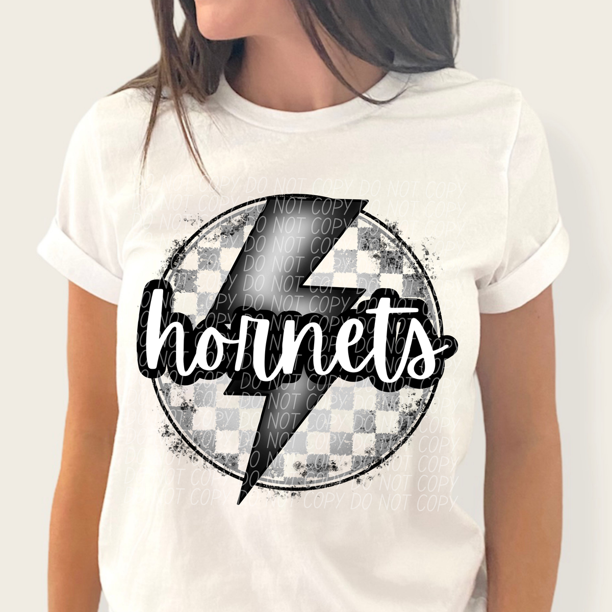 Hornets grey/silver lightning bolt circle CITY DTF transfer