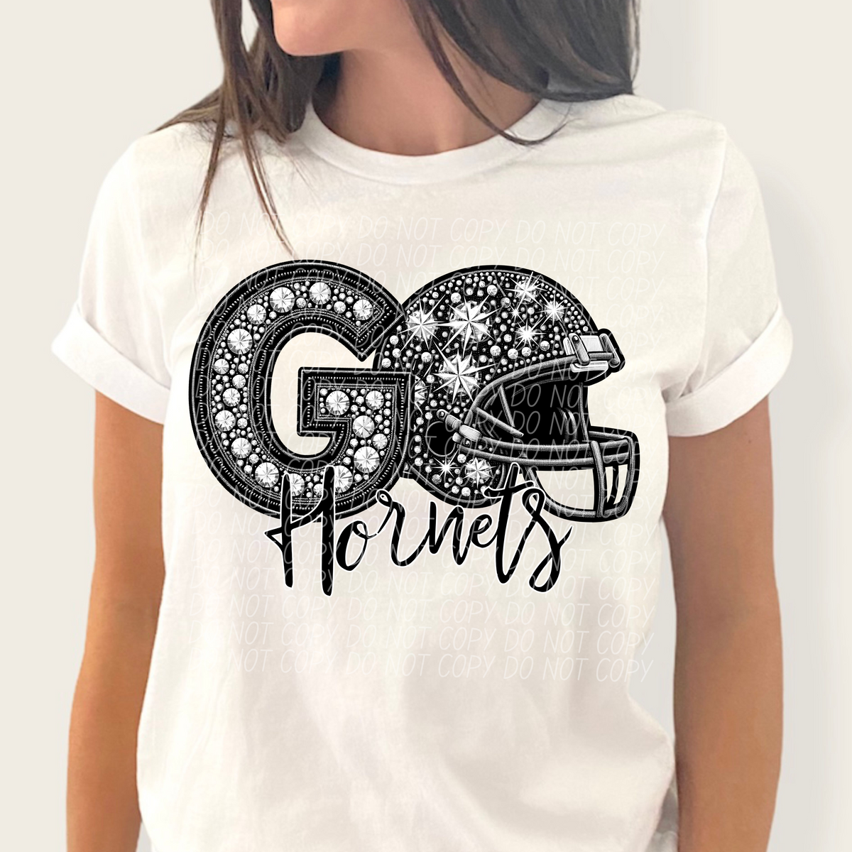Go hornets helmet and rhinestones CITY 45020 DTF transfer