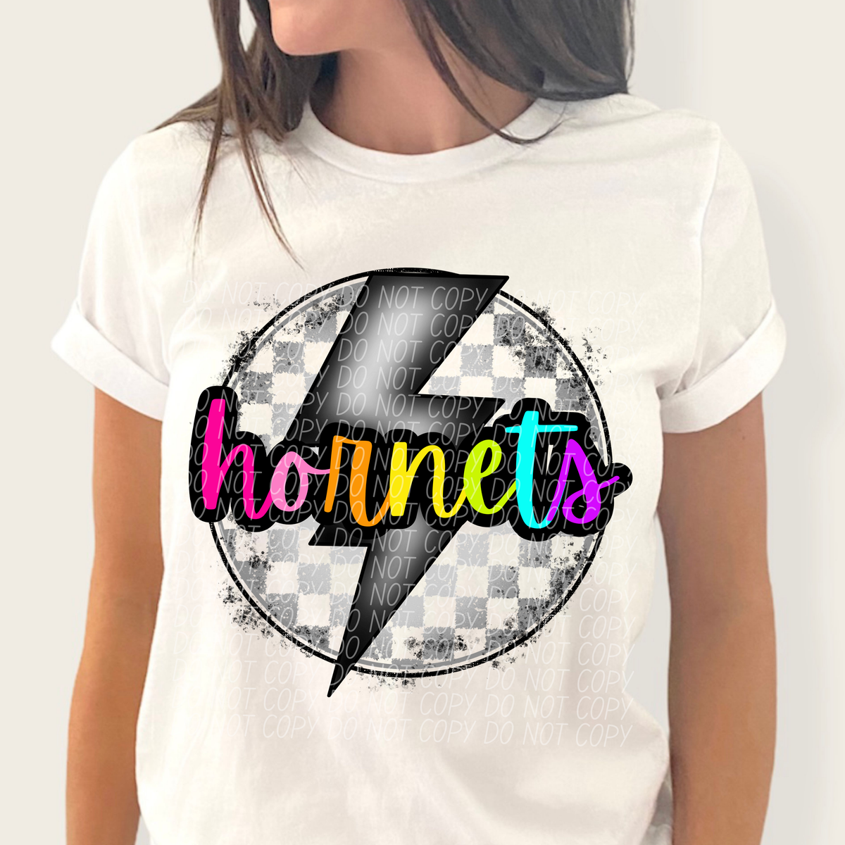 Hornets BRIGHT COLORS FONT lightning bolt circle CITY DTF transfer