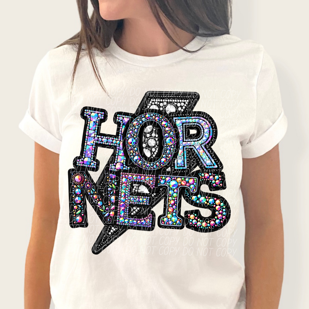 Hornets lightning bolt rhinestones (city) 45275 DTF transfers